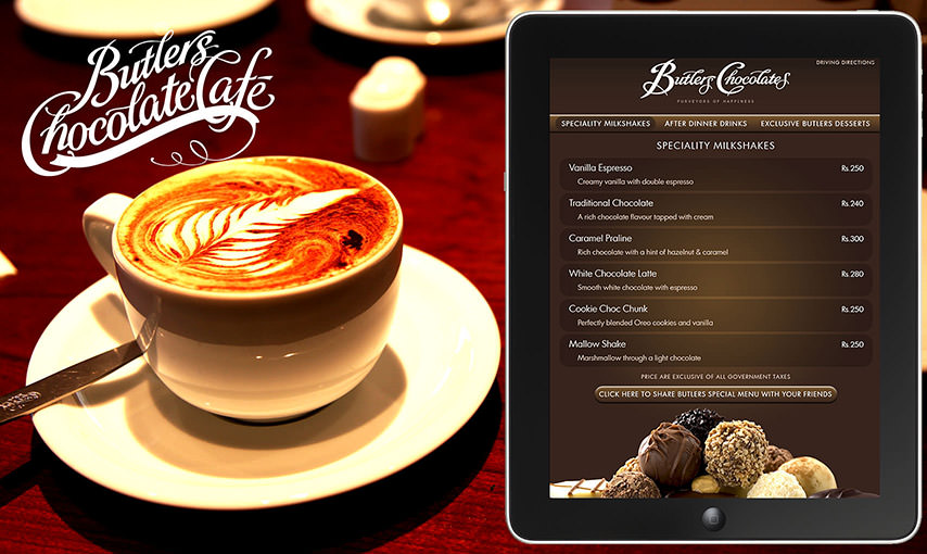 Butlers Chocolate Cafe Menu App